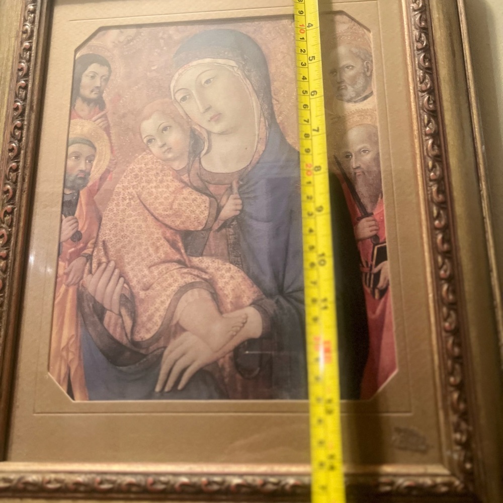 Framed Religious Artwork with Gold Frame Vintage